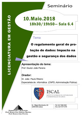 Seminário "O regulamento geral de proteção de dados: Impacto na gestão e segurança dos dados"